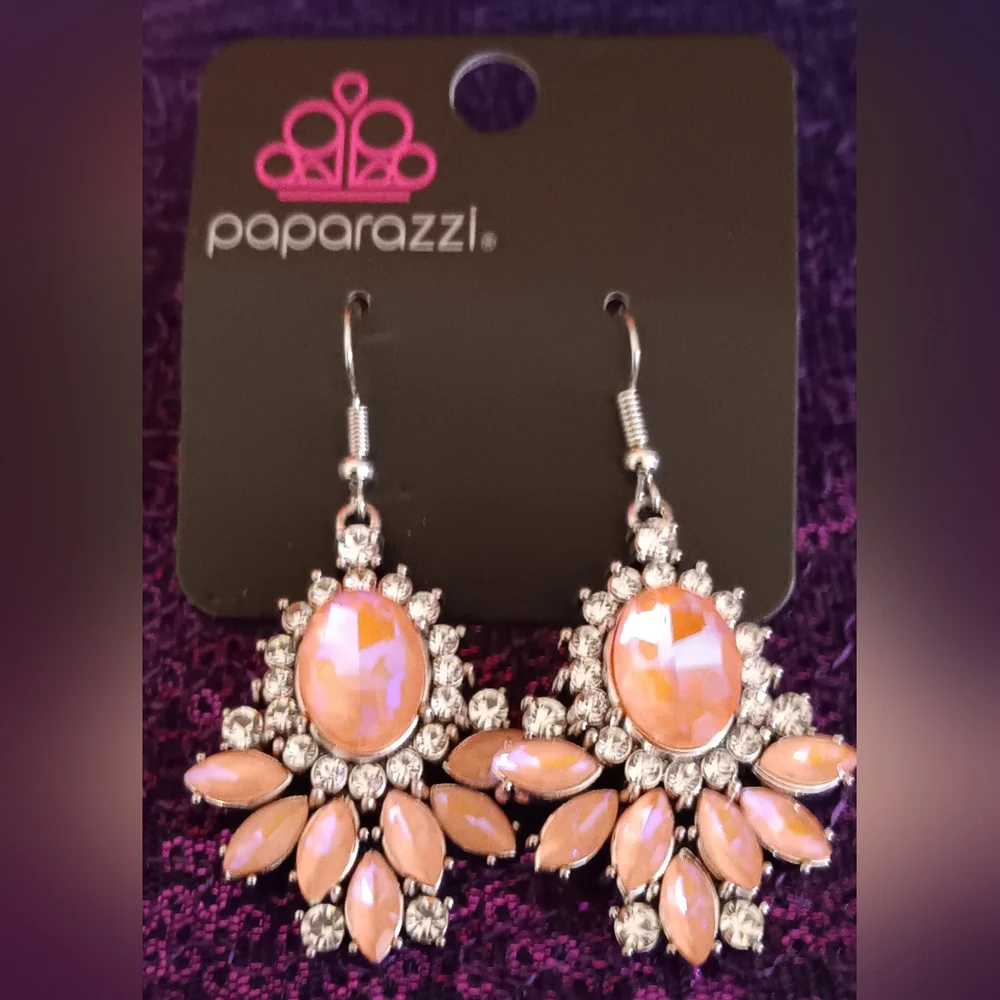 Paparazzi Blush and Silver Statement Earrings - Picture 4 of 5